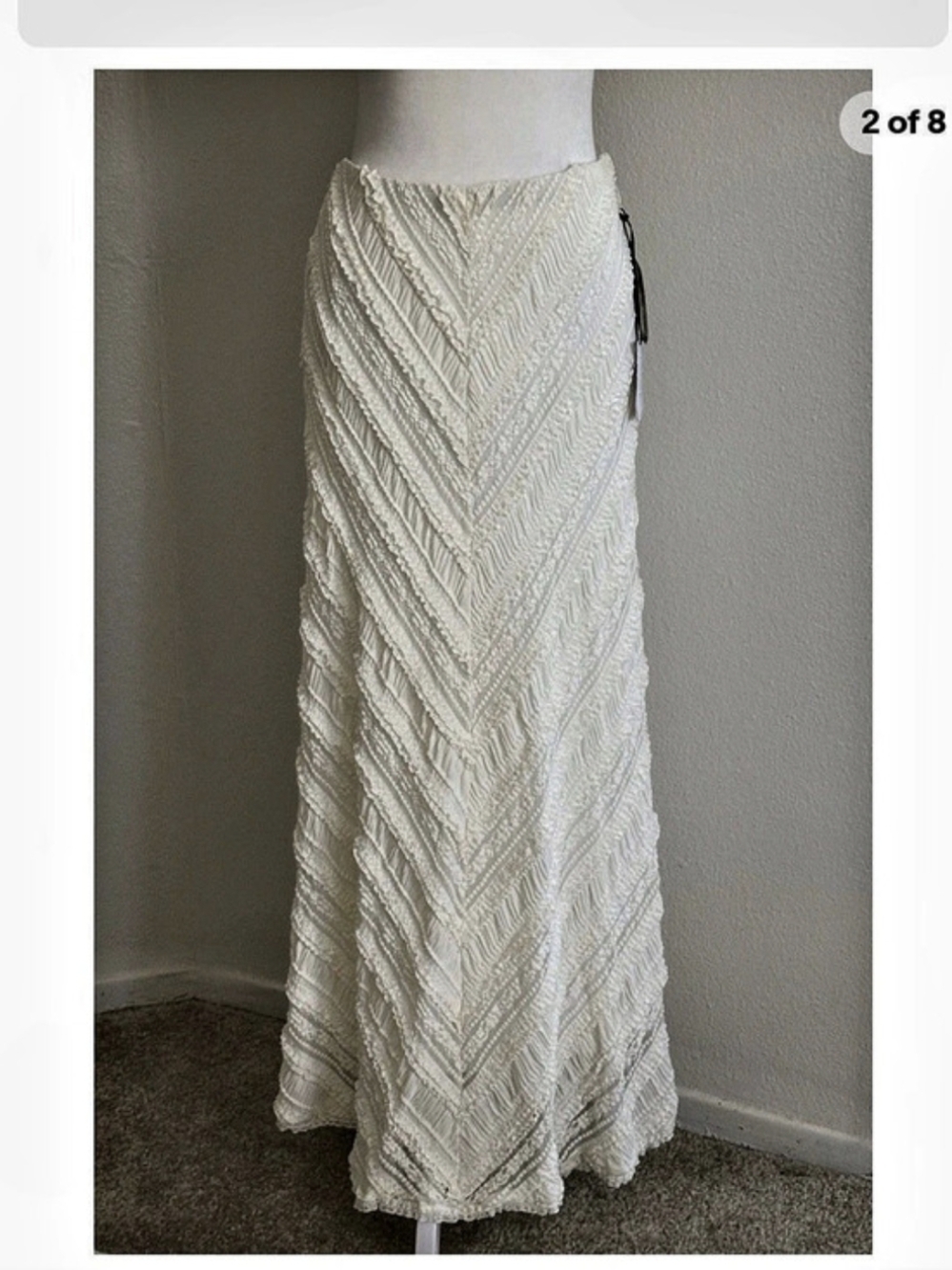 STATE Textured Maxi Skirt in Cream NWT